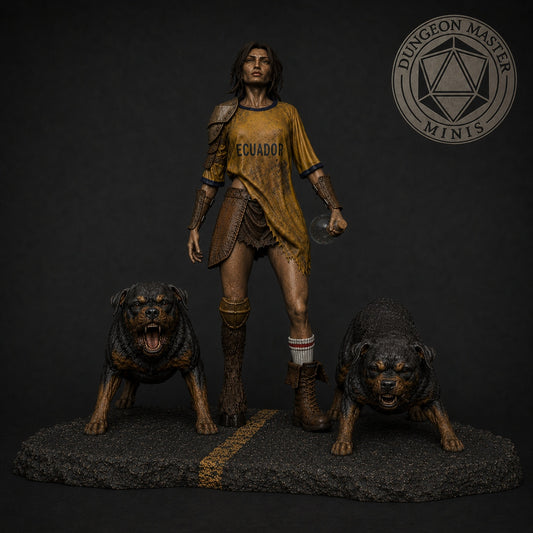 Lucia Mar figure front view with Gustavo III and Cece Dungeon Crawler Carl collectible statue