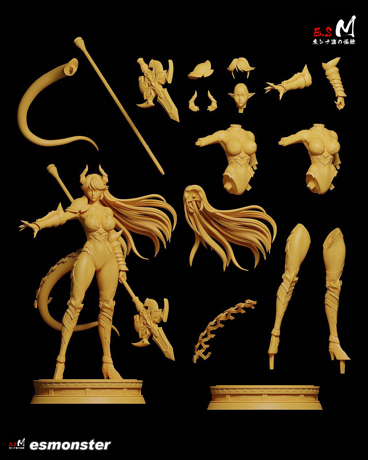 Luna Epic Seven figure parts layout modular armor hair tail weapon