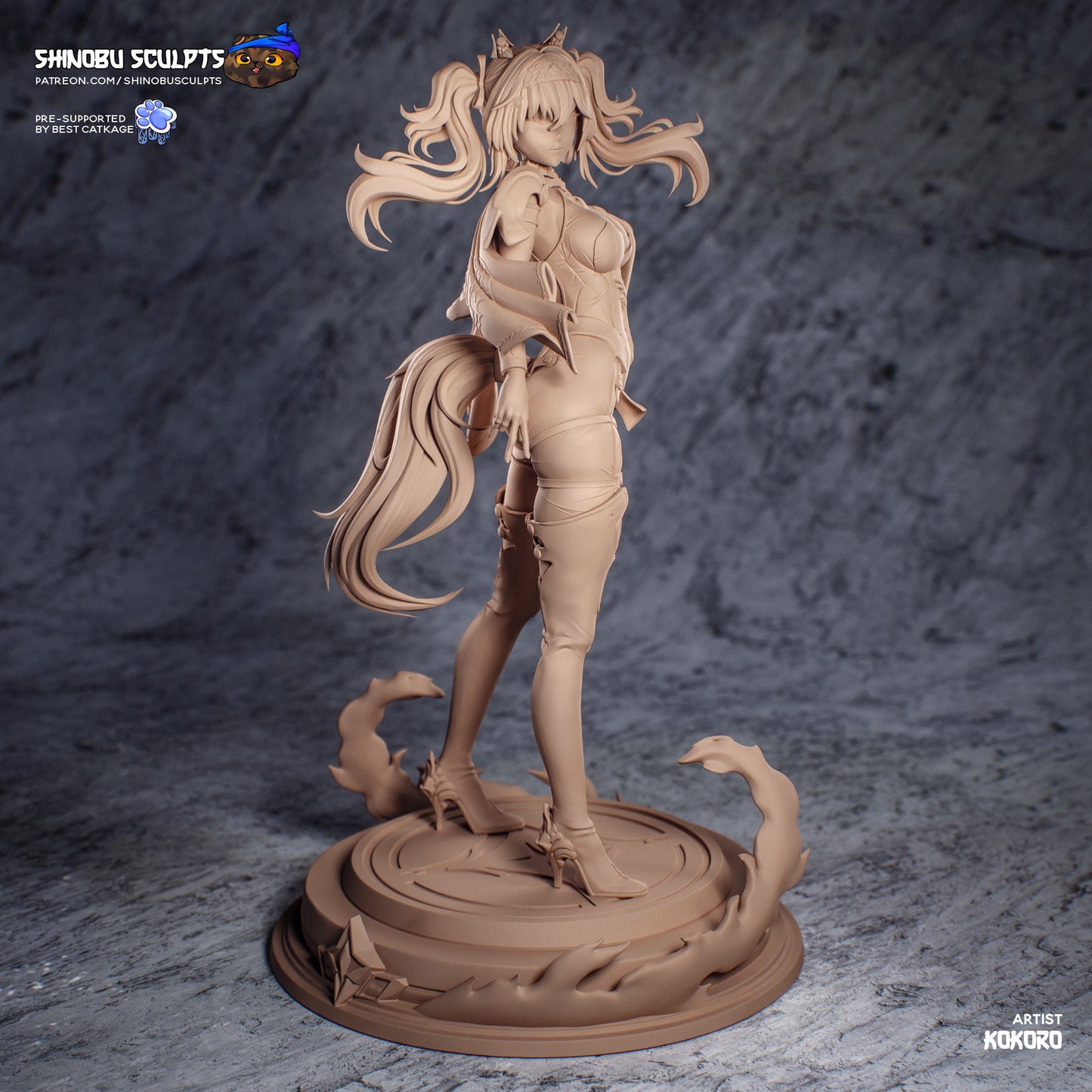 lupa statue grey model front view bodysuit sculpt detail anime resin figure