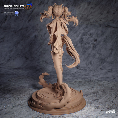 lupa statue grey model rear view hair tail detail base sculpt anime figure