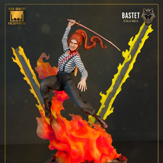 Maelle Expedition 33 1:8 scale statue front view airborne combat pose flame base