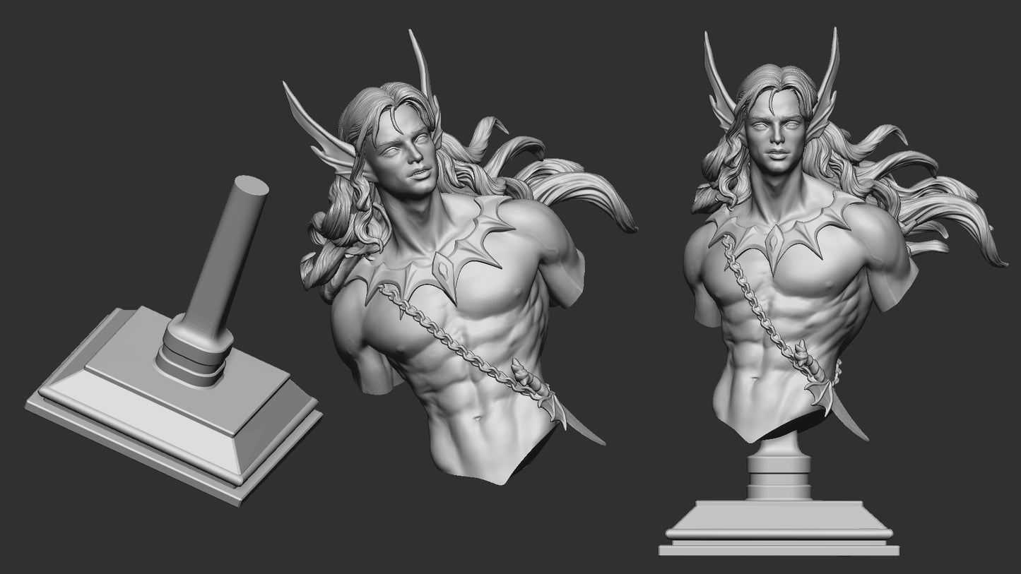 Merman display bust components showing head torso and pedestal assembly parts
