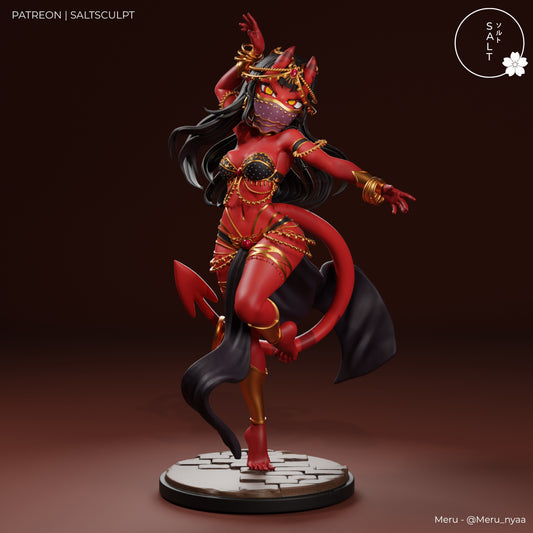 Meru succubus anime figure painted veil mask option horns tail dancing pose resin statue