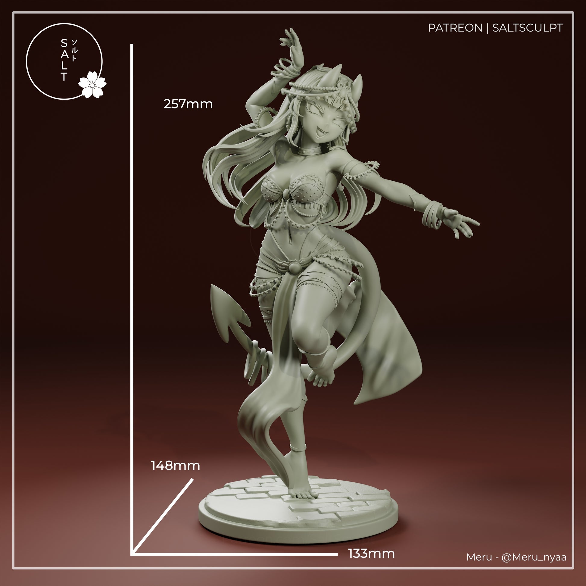 Meru succubus anime figure SFW pose resin statue dimensions height width base