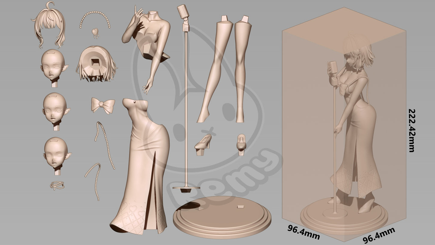 Mint Fantôme VTuber 1:7 Scale Figure Parts Breakdown and Dimensions