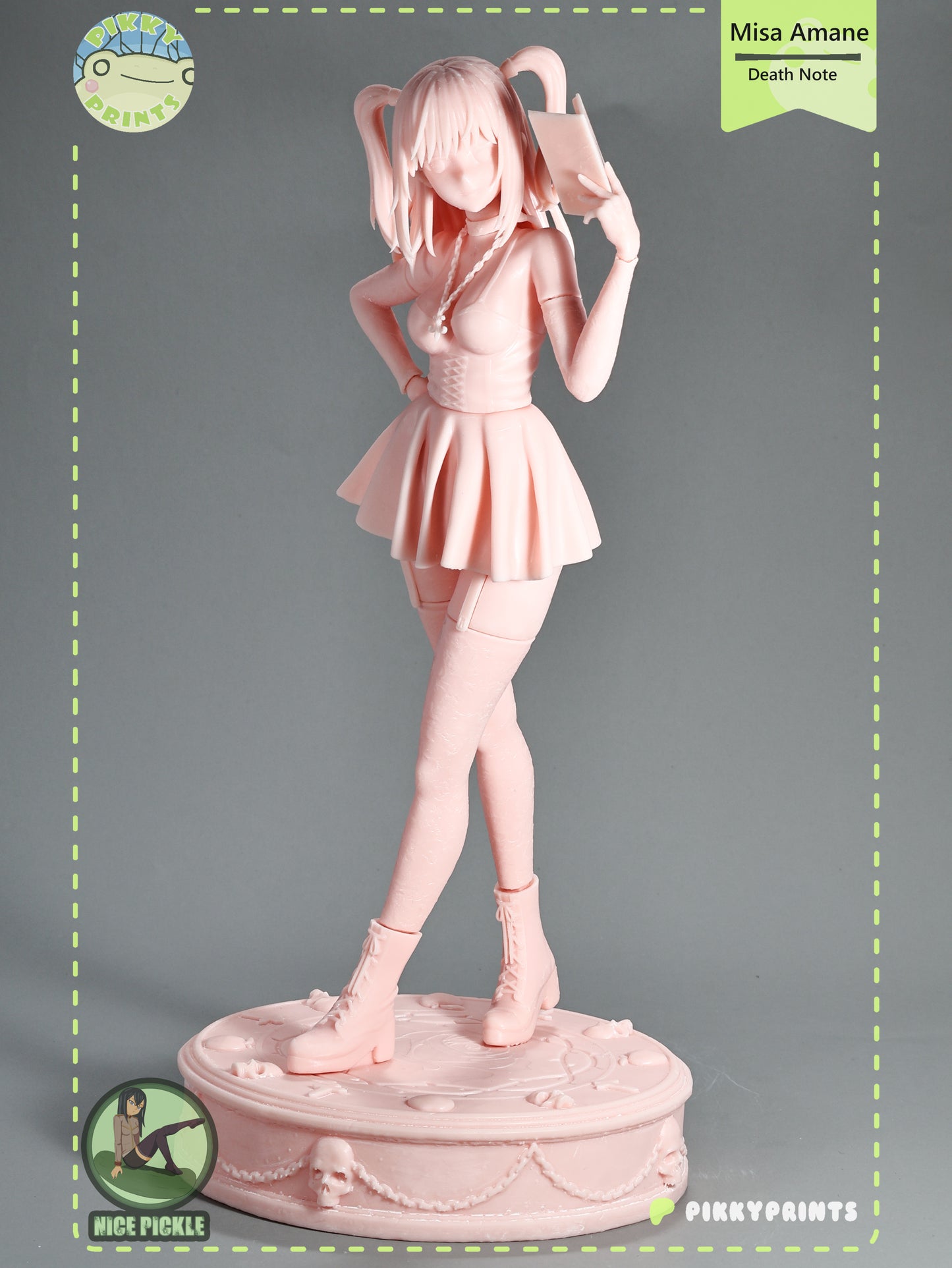 Misa Amane Death Note figure front view holding Death Note book, gothic dress and platform boots