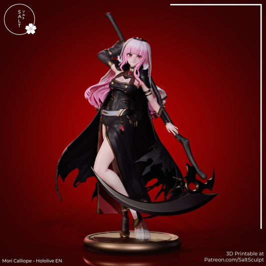 Mori Calliope Hololive EN 1:7 scale resin statue simple round base scythe gothic dress anime VTuber