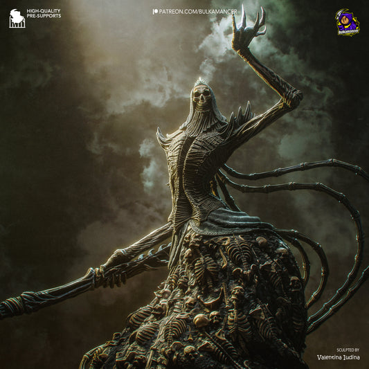 Nashandra Dark Souls color render statue front view with raised arm skeletal mound base