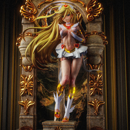 Panty Panty and Stocking with Garterbelt 1:8 scale figure in SFW mode with white skirt and heart-shaped details, posed within a baroque-inspired shrine.