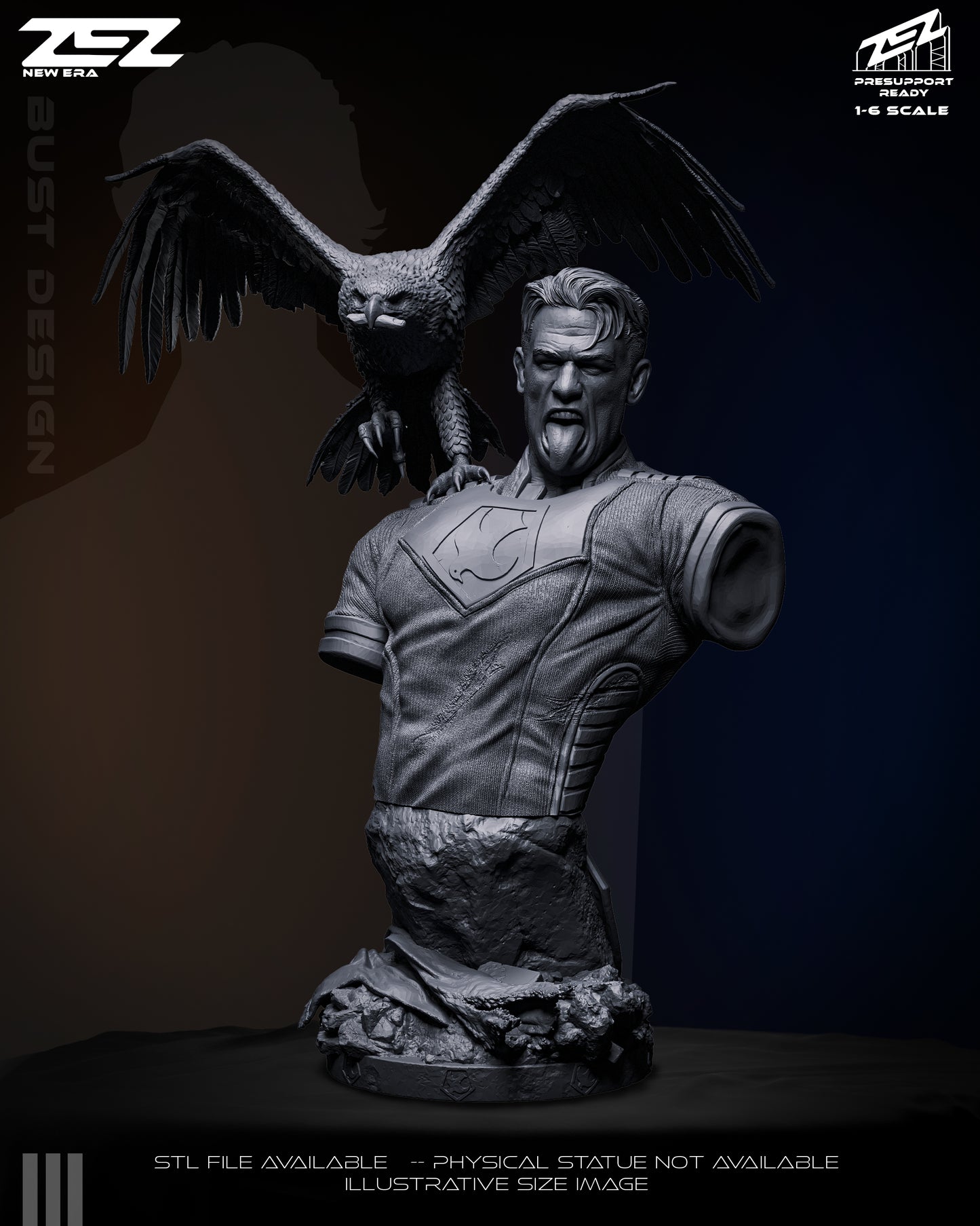 Peacemaker DC Comics display bust unpainted sculpt with Eagly
