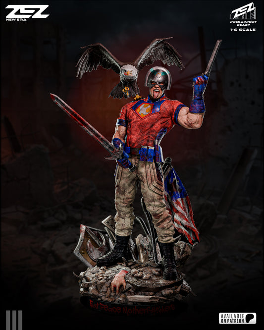 Peacemaker DC Comics 1-6 scale figure painted front view with Eagly