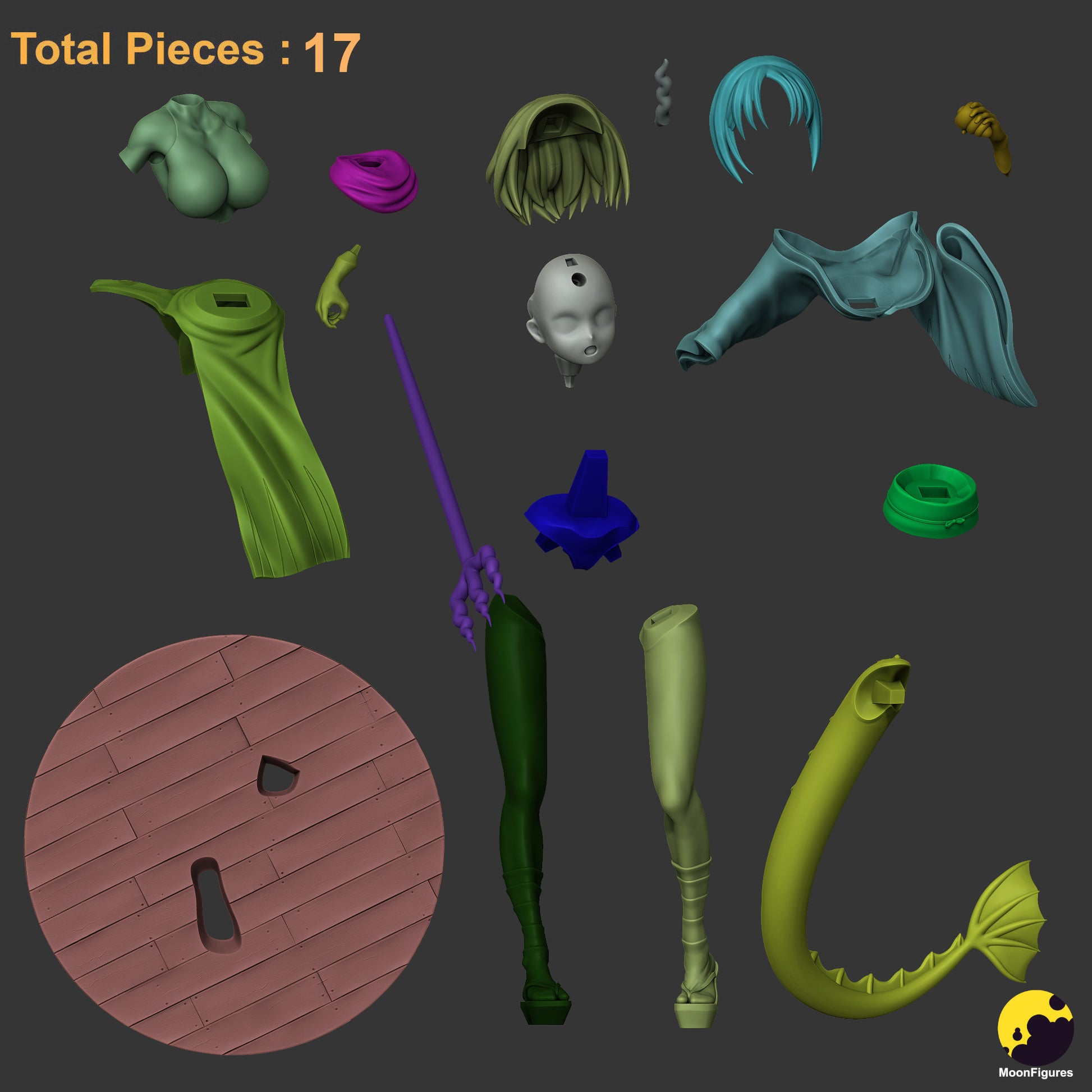 Elma Miss Kobayashi’s Dragon Maid 1:8 scale figurine unassembled kit with 17 pieces displayed