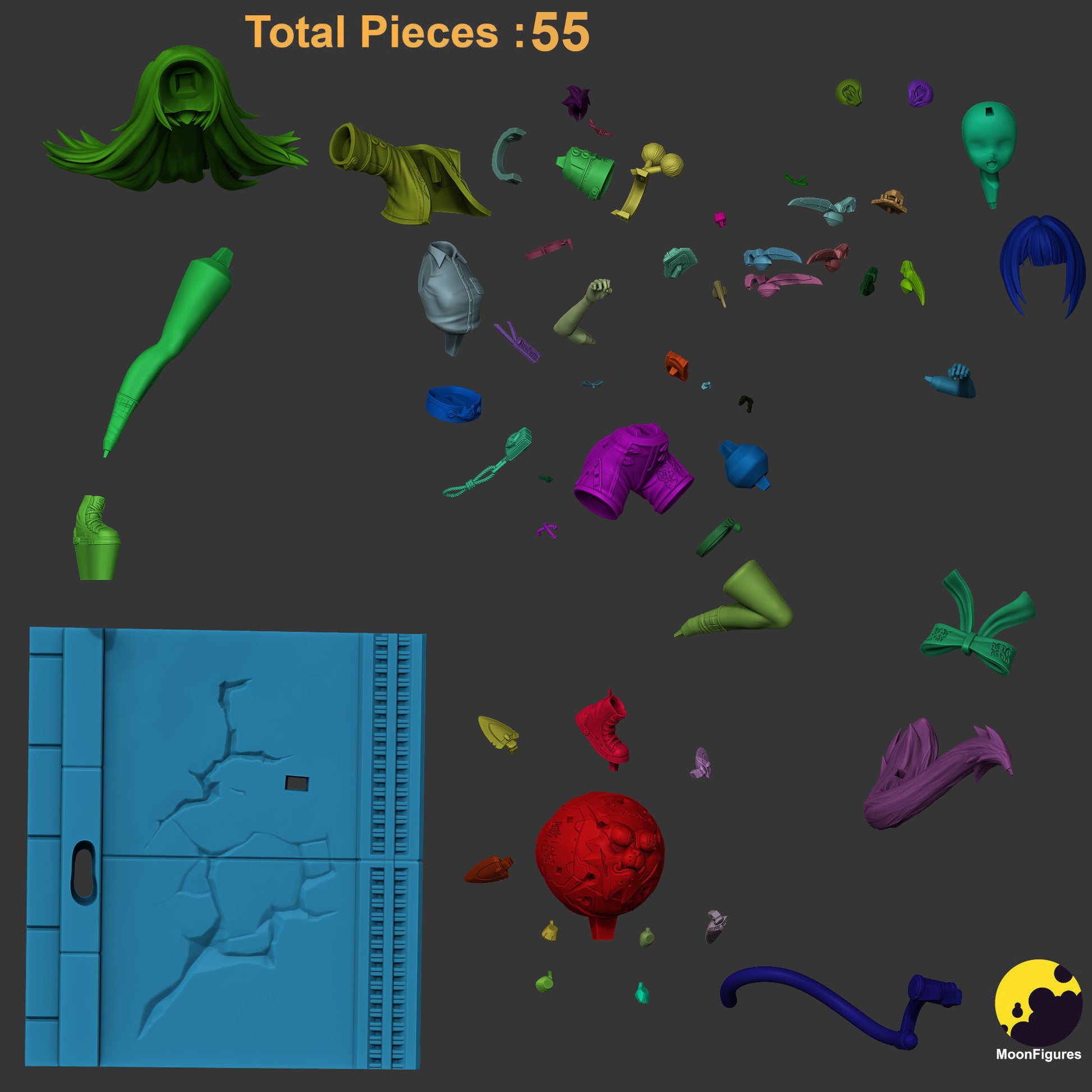 Ju Fufu Zenless Zone Zero 1:8 scale figurine unassembled kit with 55 pieces displayed