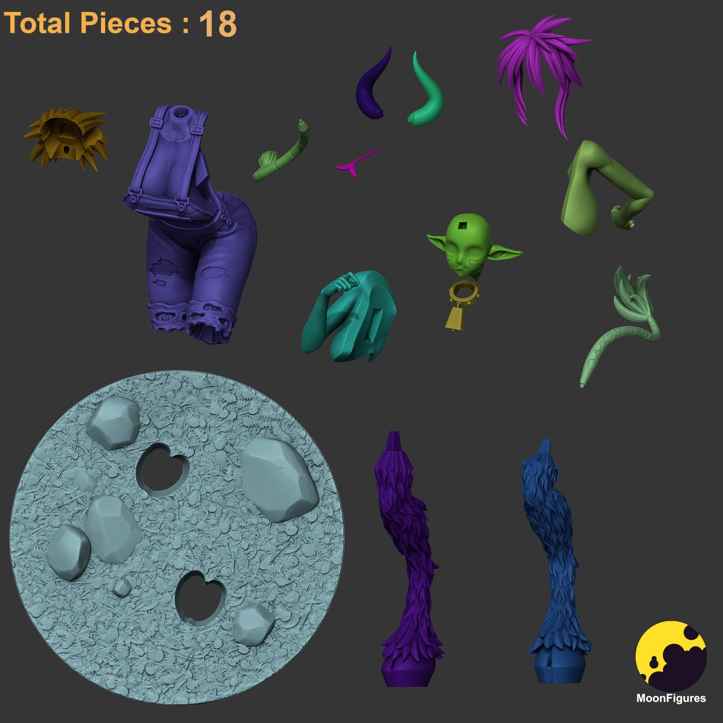 Cathyl Daily Life With A Monster Girl 1:10 scale figurine unassembled kit with 18 pieces shown