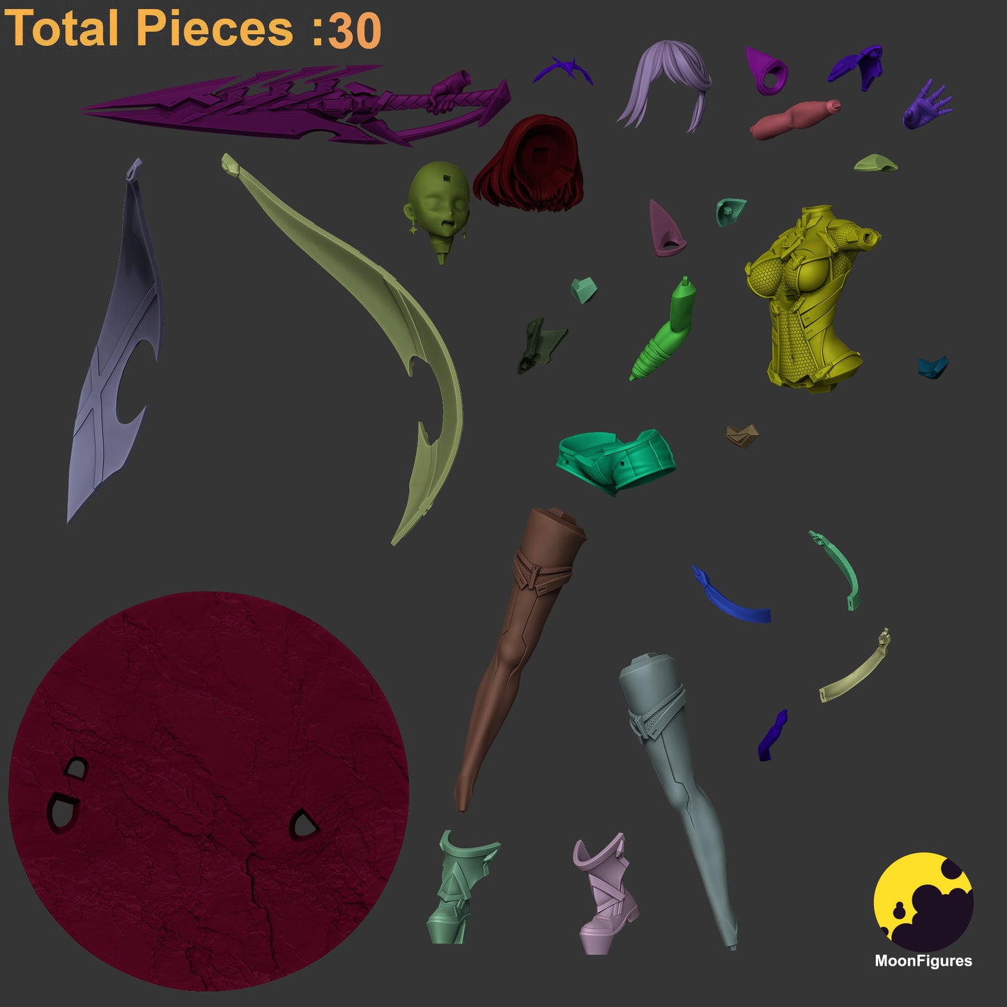 Pyra Xenoblade Chronicles 1:10 scale collectible figure modular breakdown with 30 pieces