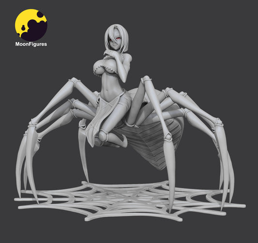 Rachnera Arachnera arachne statue gray render displaying sculpted anatomy spider legs and web base