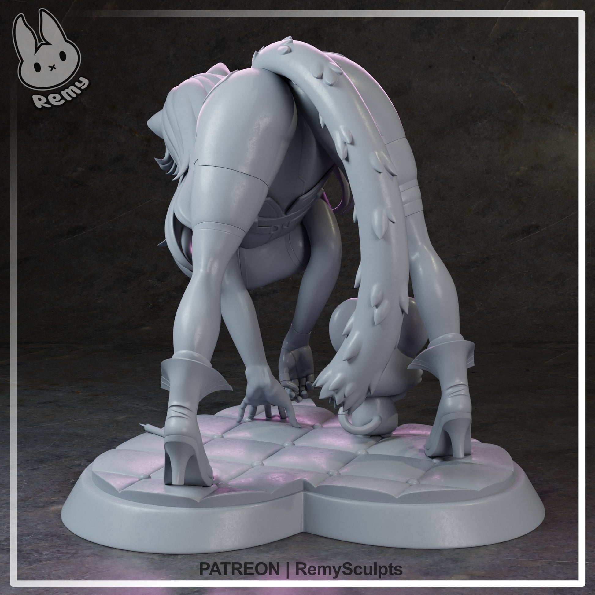 Raora Panthera Hololive 1:7 scale figure rear view highlighting tail sculpt, leg positioning, heels, and base shape