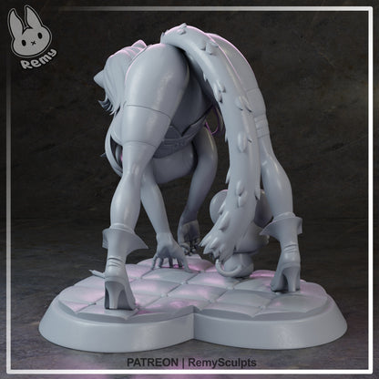 Raora Panthera Hololive 1:7 scale figure rear view highlighting tail sculpt, leg positioning, heels, and base shape
