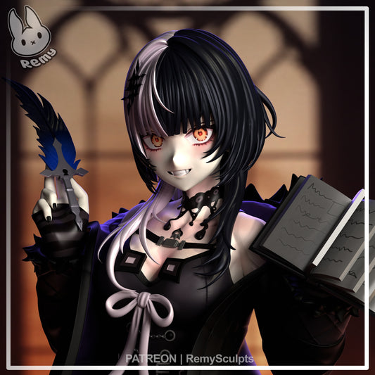 shiori novella vtuber 1:7 scale figure close up face heterochrome hair feather accessory anime collectible