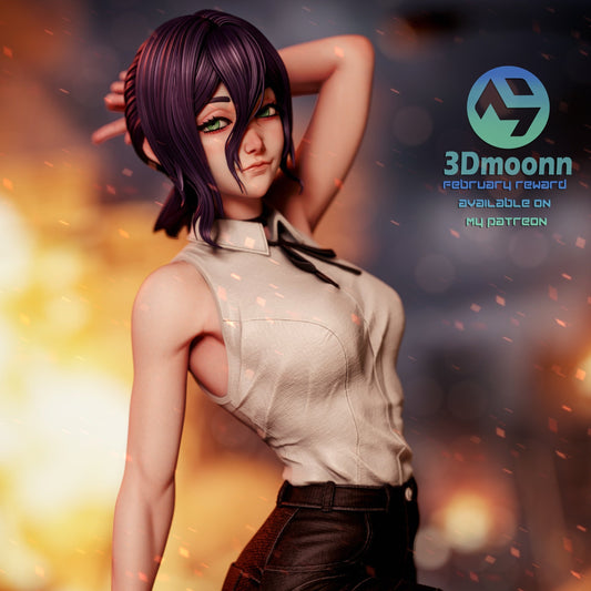 Reze Chainsaw Man 1:6 scale resin statue SFW close up portrait anime character explosive background collectible