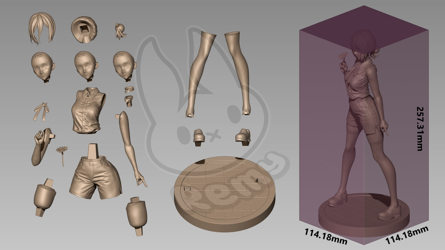 Reze Chainsaw Man 1:7 scale figure parts layout multi part garage kit head options limbs base anime resin figure