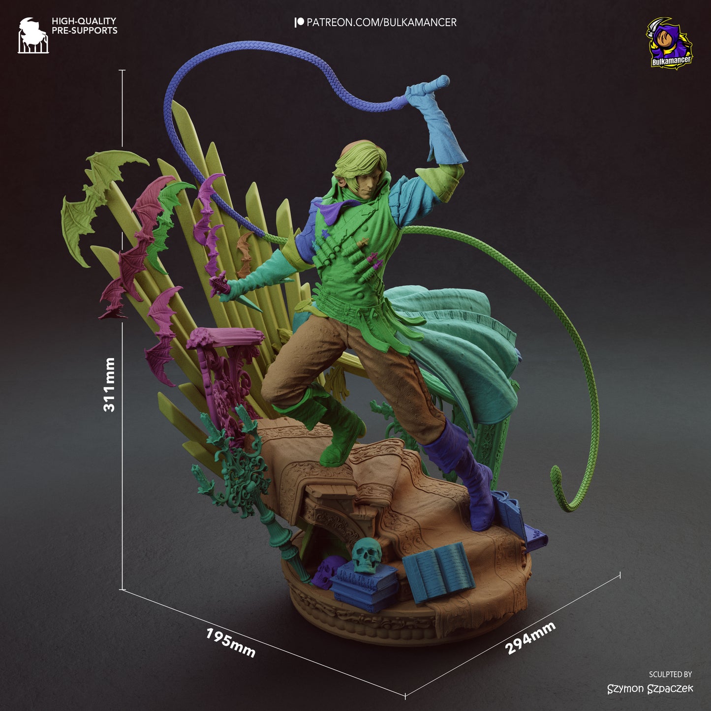 Richter Belmont Castlevania 1:8 scale resin statue dimensions height width depth reference color parts breakdown display collectible