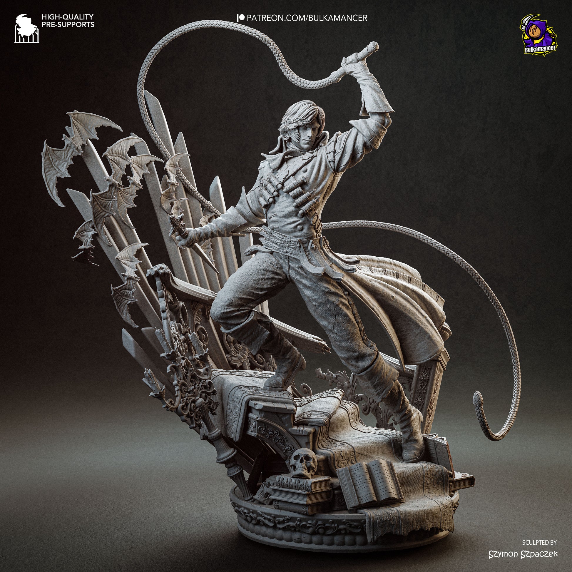 Richter Belmont Castlevania 1:8 scale resin collector statue unpainted grey dynamic pose whip gothic diorama display collectible