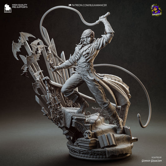 Richter Belmont Castlevania 1:8 scale resin collector statue unpainted grey dynamic pose whip gothic diorama display collectible