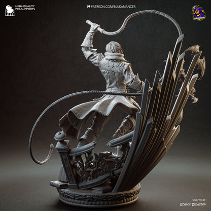 Richter Belmont Castlevania 1:8 scale resin collector statue unpainted rear view sculpt detail whip cape gothic base display collectible