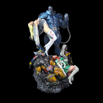 Painted Apocalypse Diorama depicting Marvel’s Apocalypse towering over fallen Wolverine, Rogue, Jean Grey, and Emma Frost – 1:6 scale collectible statue.