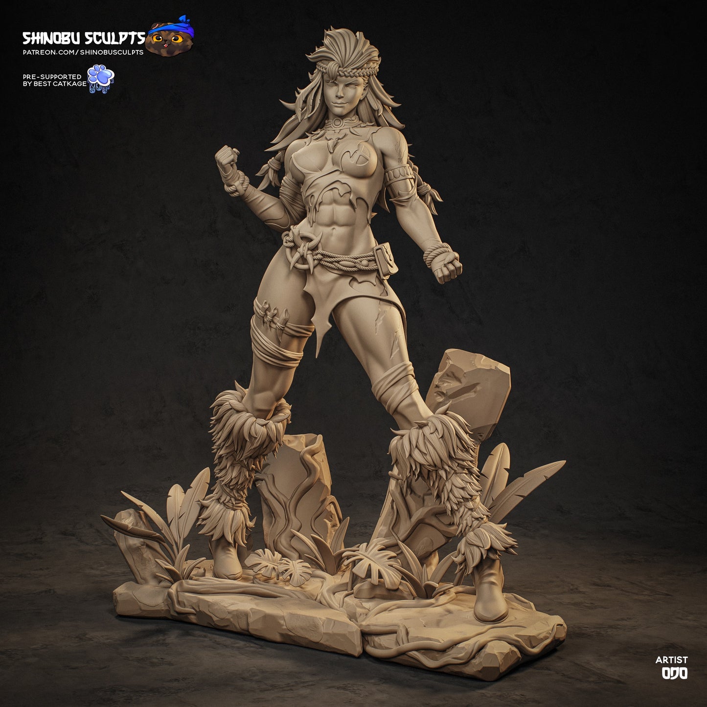 Rogue Savage X-Men unpainted 1:8 scale figure front view highlighting muscular anatomy layered costume details and base sculpt