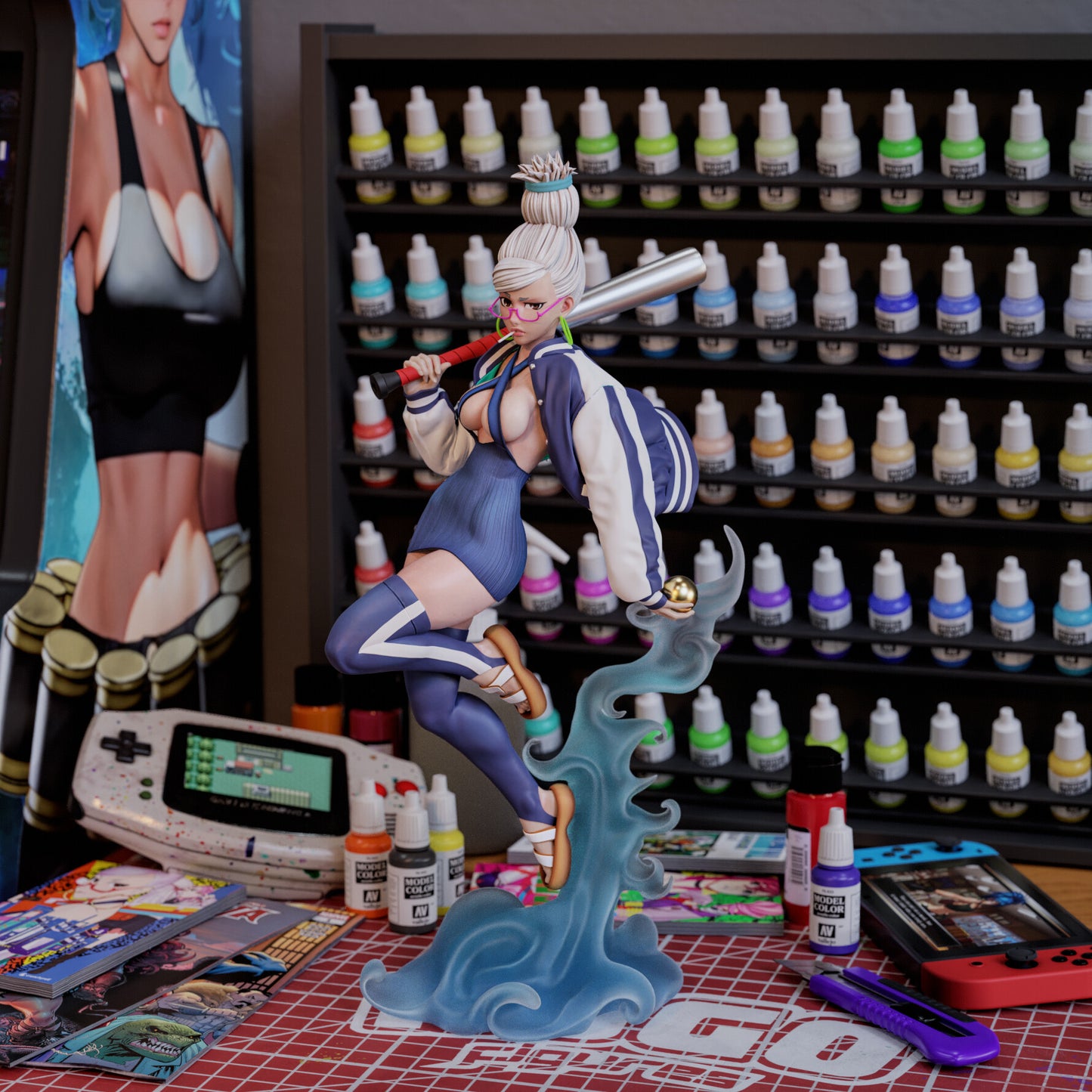 Seiko Ayase Dandadan 1:6 scale figure painted display dynamic pose baseball bat energy base anime collectible statue