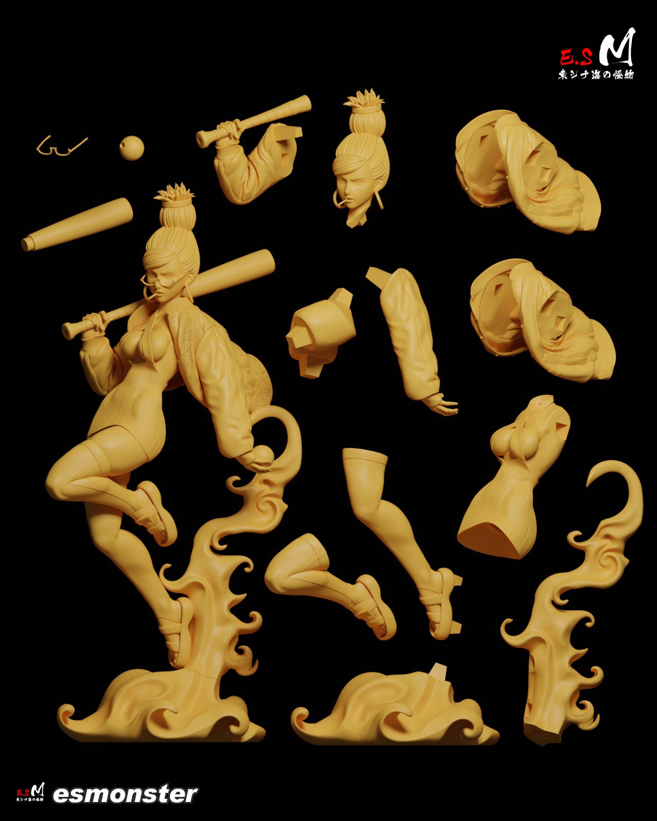 Seiko Ayase Dandadan figure parts layout modular body arms head bat weapon energy base 1:6 scale collectible kit