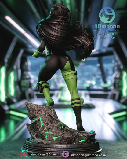 Shego Kim Possible resin statue back view long hair motion athletic pose villain character