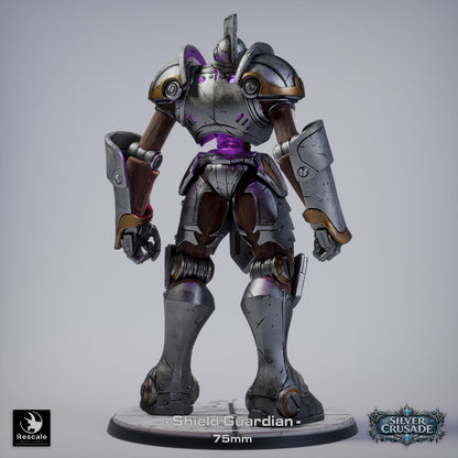 shield guardian miniature large construct dnd resin tabletop model armored magical automaton back view mechanical plating