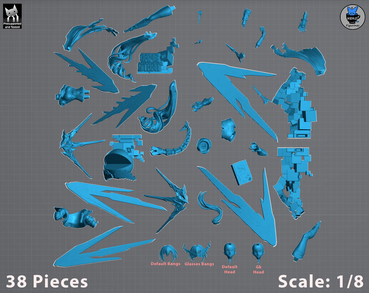 Silver Wolf LV999 Honkai Star Rail 1-8 scale figure garage kit parts layout and assembly pieces