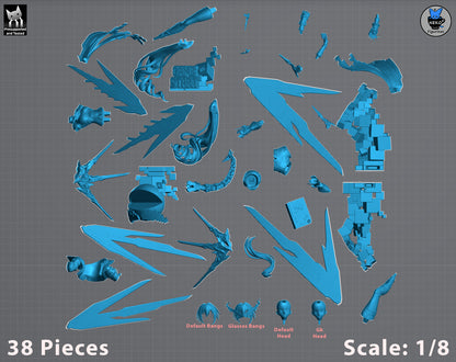 Silver Wolf LV999 Honkai Star Rail 1-8 scale figure garage kit parts layout and assembly pieces