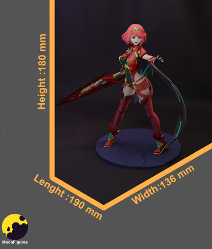 Pyra Xenoblade Chronicles 1:10 scale collectible figure colored render with size dimensions