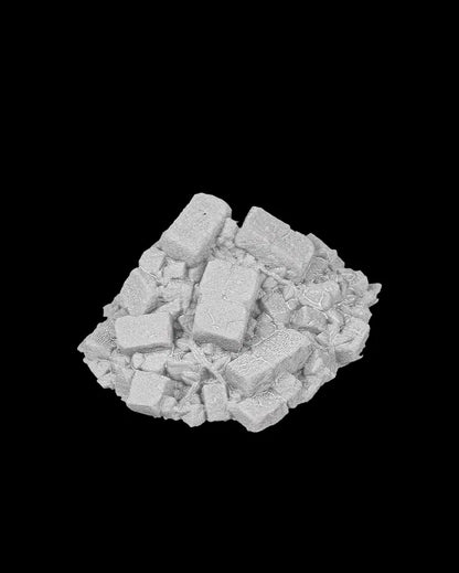 Stone rubble pile with broken blocks and debris for dungeon and ruin battle maps