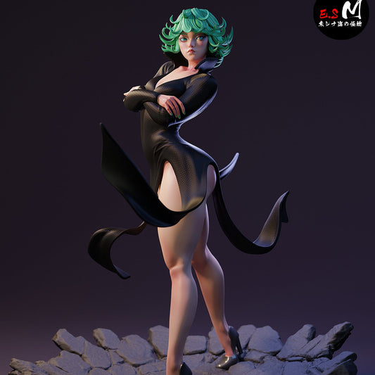 Tatsumaki One Punch Man 1:6 scale figure arms crossed psychic dress cracked stone base

Rear View