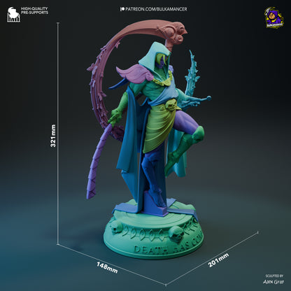 Dimension render of Thanatos Hades collectible showing height, width, and depth.