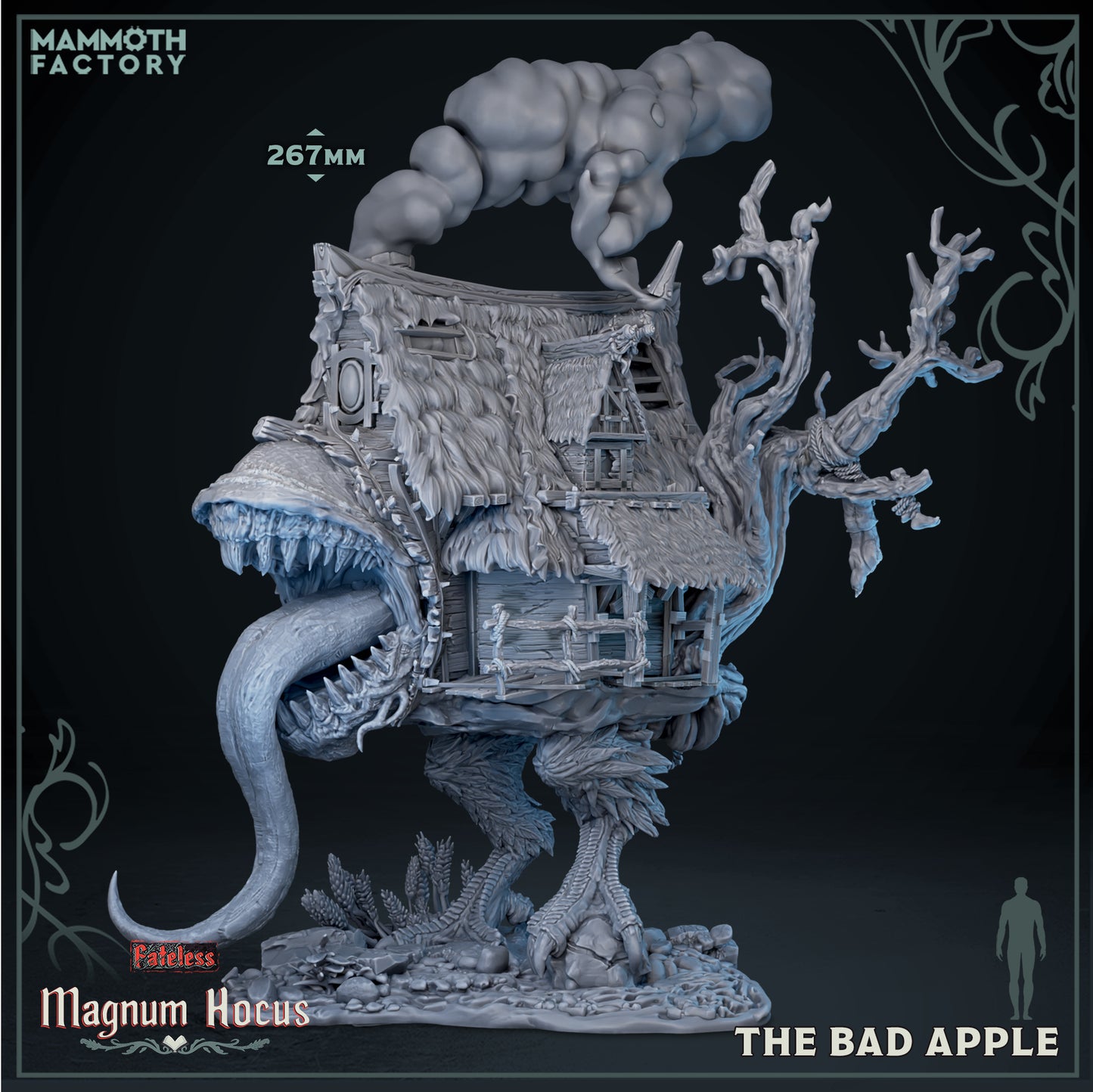 The Bad Apple Izba living witch hut monster resin miniature from Magnum Hocus by Mammoth Factory standing 267mm tall