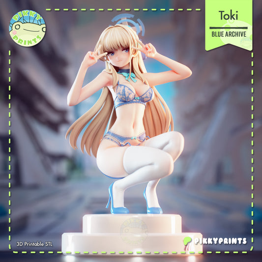 Toki Blue Archive 1:7 scale resin statue painted front render anime girl crouched pose lingerie figure collectible
