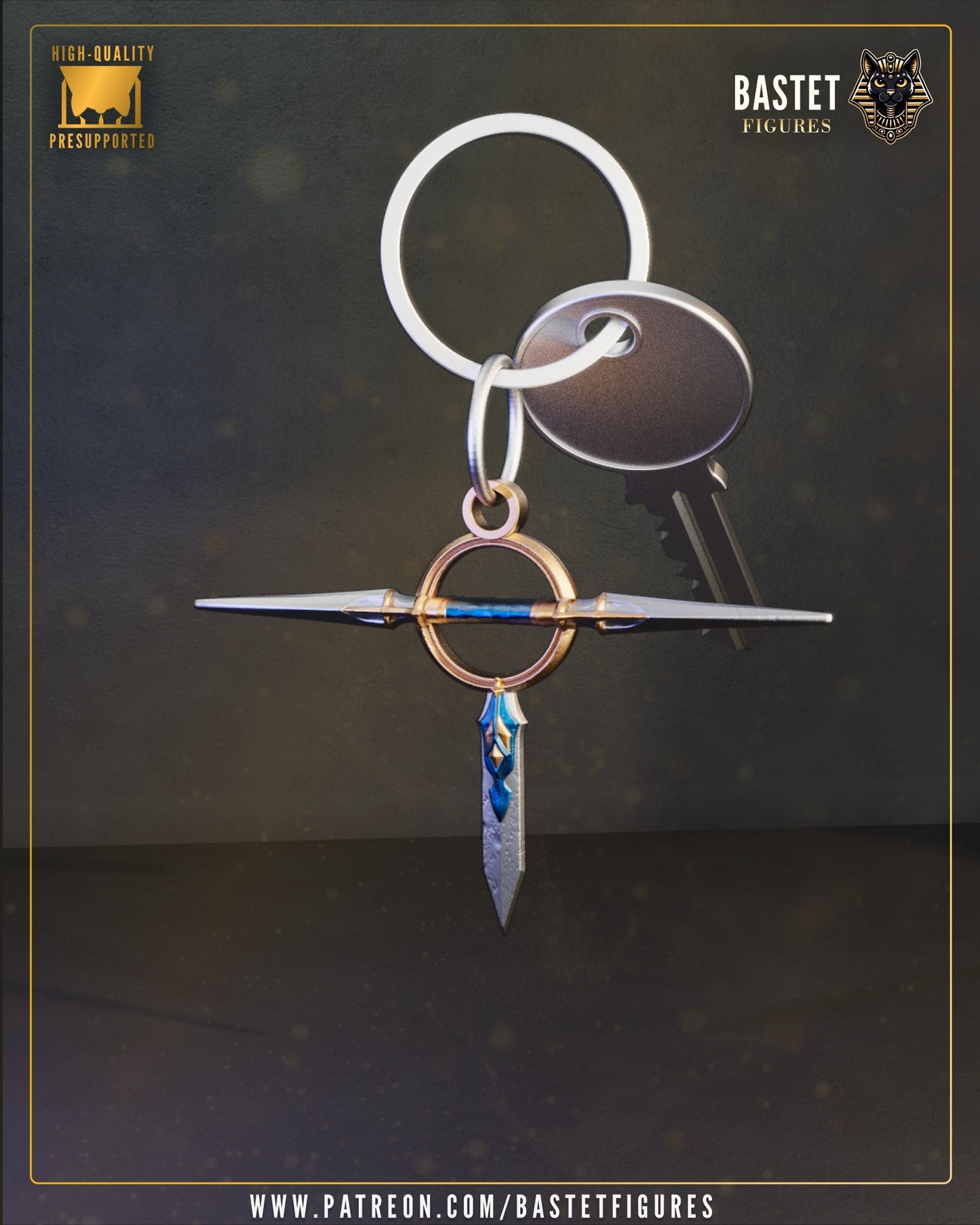 Trevor Belmont Castlevania keychain holy dagger cross weapon design metal ring accessory