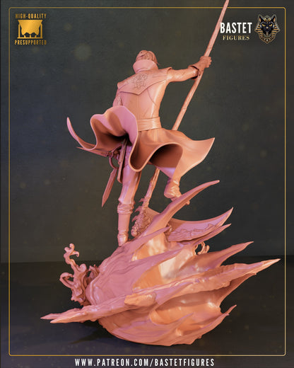 Trevor Belmont Castlevania statue rear view flowing coat sculpted armor demon skull base