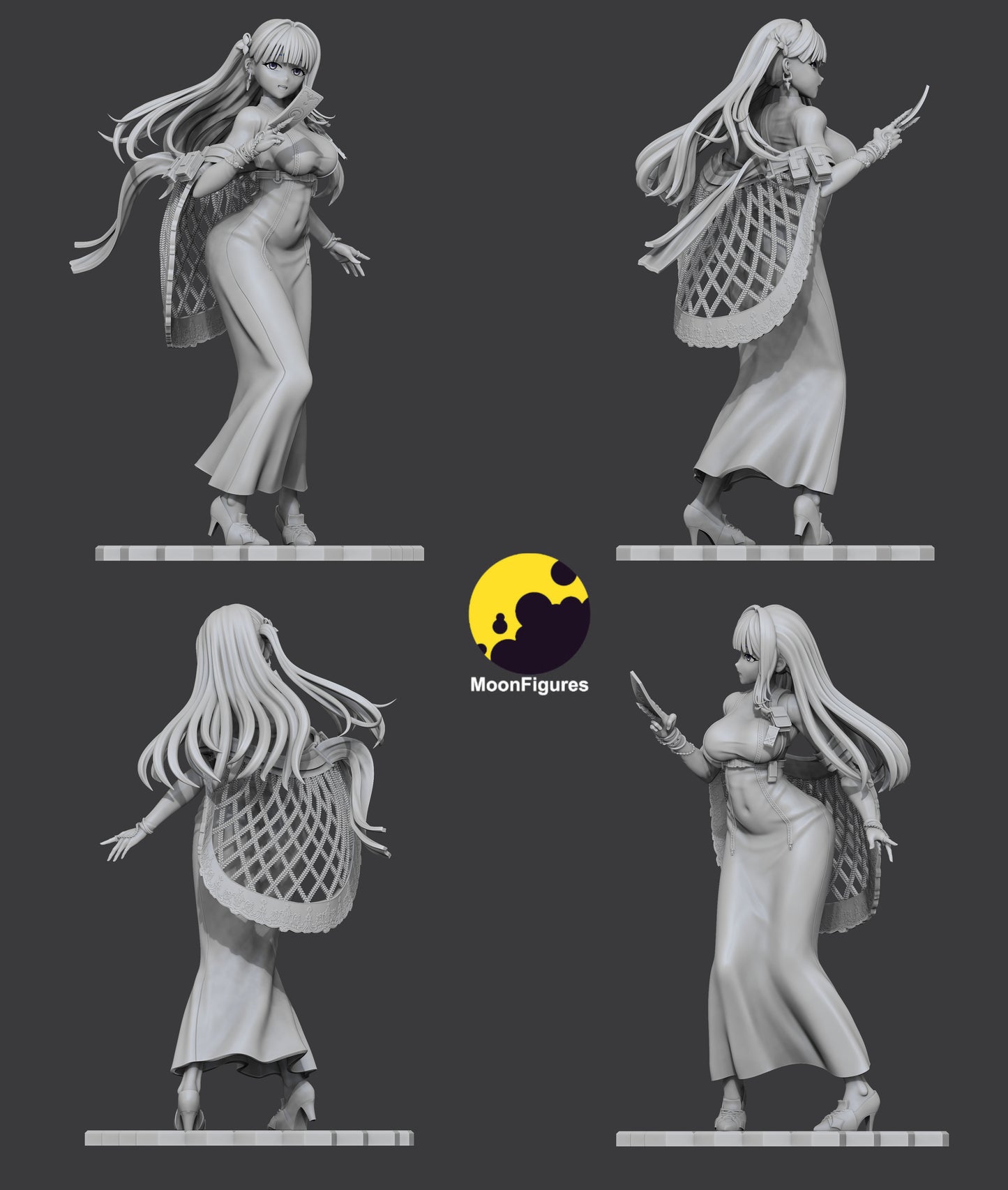 Arcana Goddess of Victory Nikke 1:10 scale collectible figure grayscale turnaround views collage