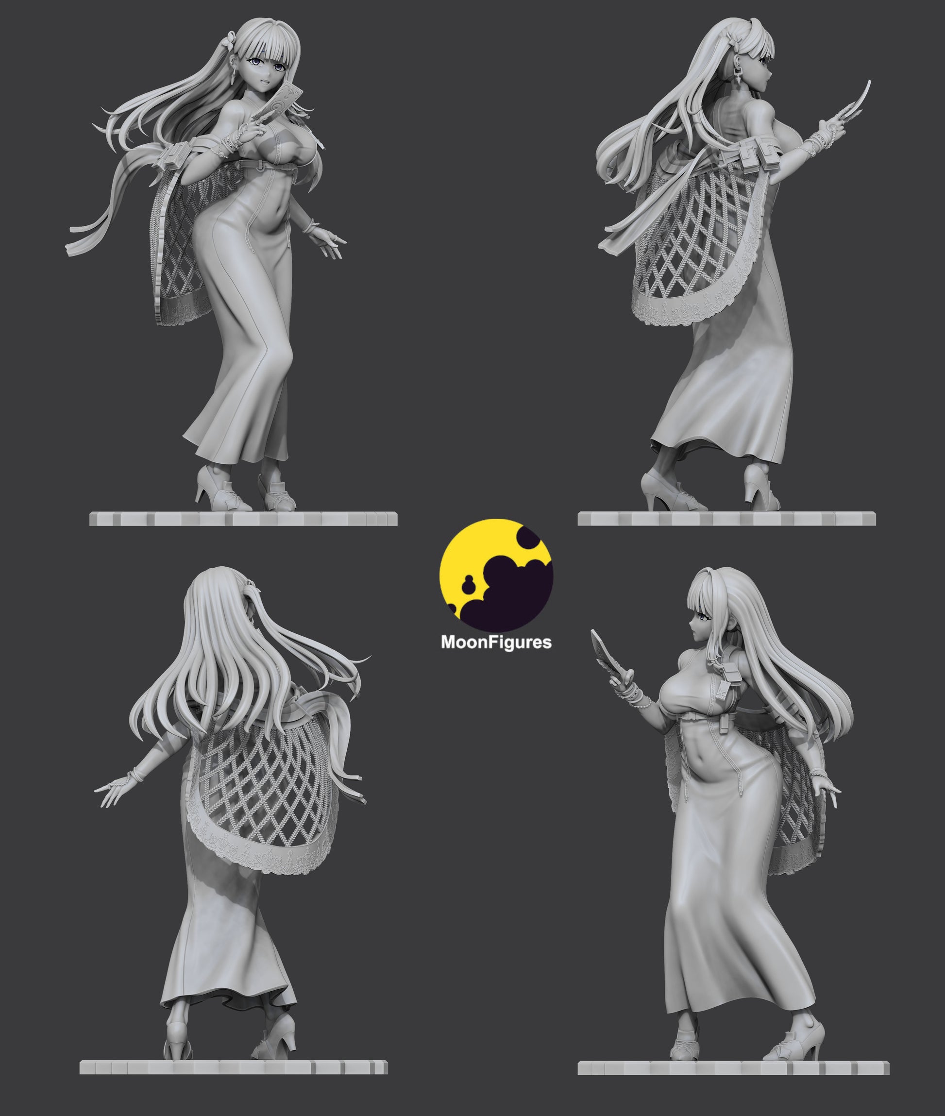 Arcana Goddess of Victory Nikke 1:10 scale collectible figure grayscale turnaround views collage