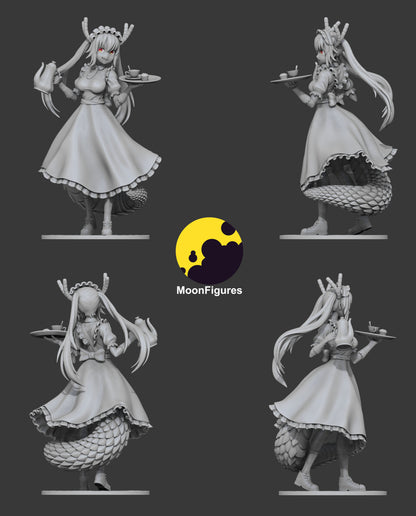 Tohru Miss Kobayashi’s Dragon Maid 1:10 scale collectible figure grayscale turnaround collage views