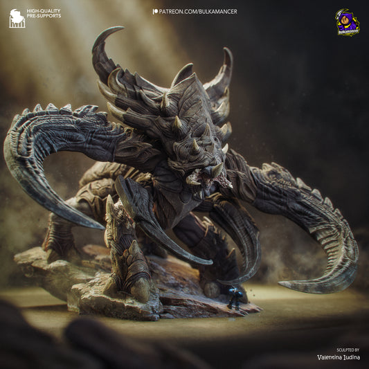 Ultralisk StarCraft zerg beast collectible statue painted render giant alien monster battle scene