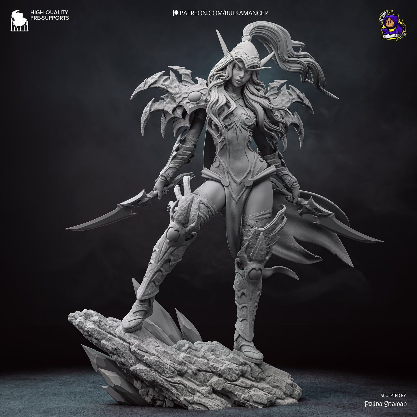 Valeera Sanguinar Warcraft garage kit unpainted front sculpt view